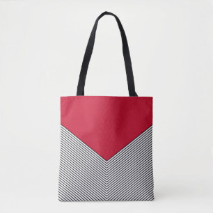 Zickzack Schwarzweiß-Design und rotes Dreieck Tasche