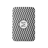 Zickzack Schwarzweiss-mit Monogramm Badematte (Vorderseite Vertikal)