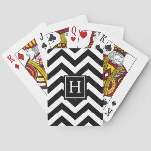 Zickzack Schwarzweiss-Monogramm-Spielkarten Spielkarten