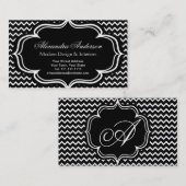 Zickzack Schwarzweiss-Zickzack-elegantes Monogramm Visitenkarte (Vorne/Hinten)