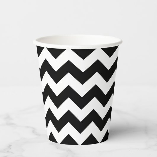 Zickzack Schwarzweißmuster-Papier-Cup Pappbecher (Vorderseite)