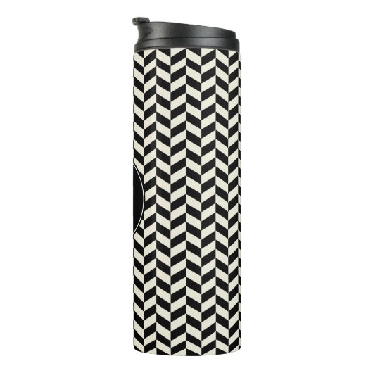 Zickzack Schwarzweißmuster Thermosbecher (Nach rechts gedreht)