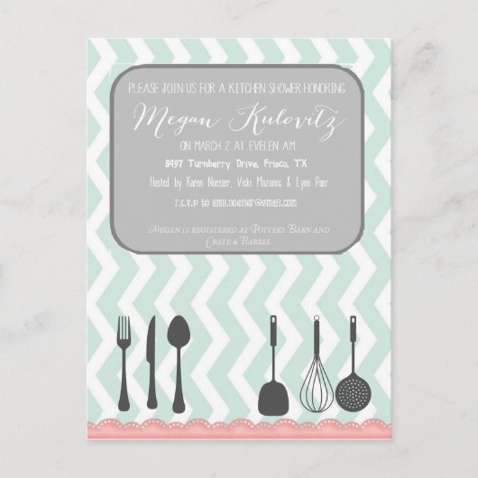 Zickzack Shabby Chic Einladung (Vorderseite)