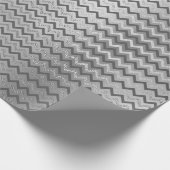 Zickzack Silbergraue Streifen Linien Zig Zag Lux Geschenkpapier (Ecke)