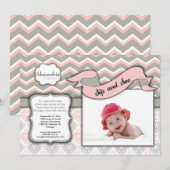 Zickzack Sip und neue Baby Girl Foto Vorlage (Vorne/Hinten)