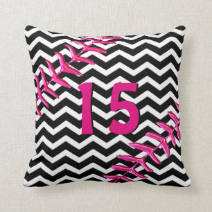 Zickzack Softball Pillows Jerseyzahl oder Kissen