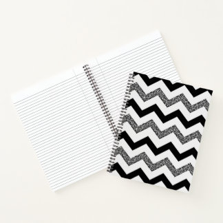 Zickzack SpiralNotebook mit weißem Glitzer (8,5" x Notizblock