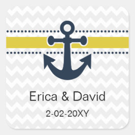 Zickzack Streifen, Anker, nautische Umschläge Sieg Quadratischer Aufkleber