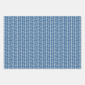 Zickzack Streifen auf französisch-blau mit weißen  Geschenkpapier Set (Vorderseite 2)
