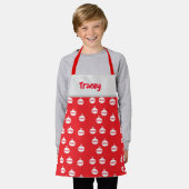 Zickzack Streifen auf roten Streifen Schürze (Getragen)