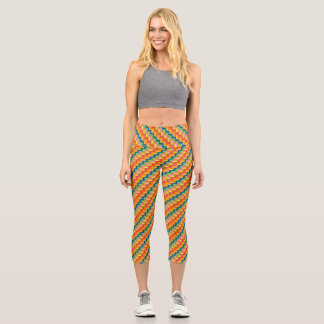 Zickzack-Streifen Capri-Leggings Capri Leggings