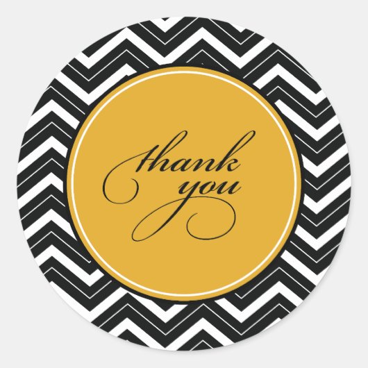 ZICKZACK STREIFEN | DANKE IHNEN ETIKETTEN RUNDER AUFKLEBER (Vorderseite)