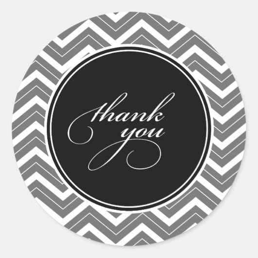 ZICKZACK STREIFEN | DANKE IHNEN ETIKETTEN RUNDER AUFKLEBER (Vorderseite)