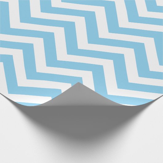 Zickzack Streifen der Größe Baby Blau und Weiß Geschenkpapier (Ecke)