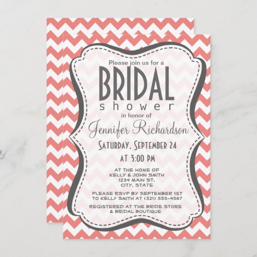 Zickzack Streifen Einladung (Vorne/Hinten)