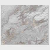 Zickzack Streifen Elfenbeinmetalle, grauer Marmor Geschenkpapier (Flach)