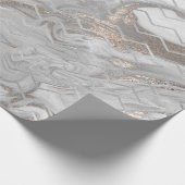 Zickzack Streifen Elfenbeinmetalle, grauer Marmor Geschenkpapier (Ecke)