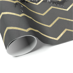 Zickzack Streifen-GoldGlitzer-graues Geschenkpapier