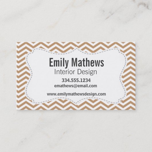 Zickzack Streifen in hellbraun Visitenkarte (Vorderseite)