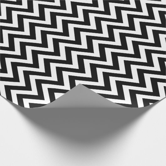 Zickzack Streifen in Schwarz und Weiß Geschenkpapier (Ecke)