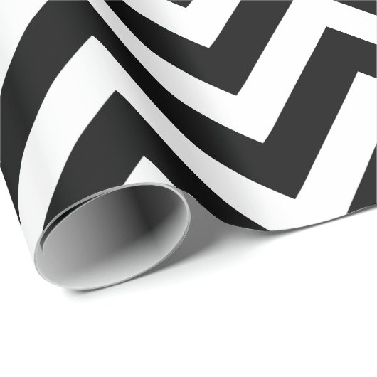 Zickzack Streifen in Schwarz und Weiß Geschenkpapier (Rolleneckpunkt)