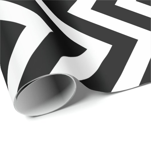 Zickzack Streifen in Schwarz und Weiß Geschenkpapier (Rolleneckpunkt)