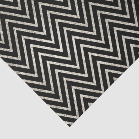 Zickzack Streifen in Silber und Schwarz Seidenpapier (Detail)