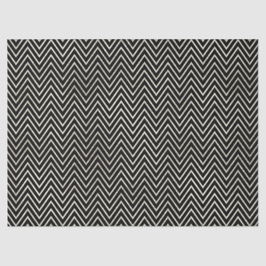 Zickzack Streifen in Silber und Schwarz Seidenpapier (Vorderseite)