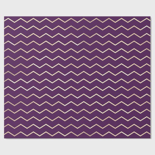 Zickzack Streifen Linie Gold Metallisches Lila Vio Geschenkpapier (Flach)