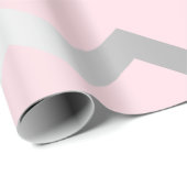 Zickzack Streifen Linien Rosa Grau Silber Geschenkpapier (Rolleneckpunkt)