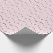Zickzack Streifen Linien Silver Metallic Pink Eleg Geschenkpapier (Ecke)