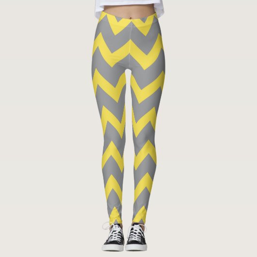 Zickzack Streifen mit grauem Muster Leggings (Vorderseite)