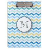 Zickzack Streifen mit Monogramm Klemmbrett (Vorderseite)