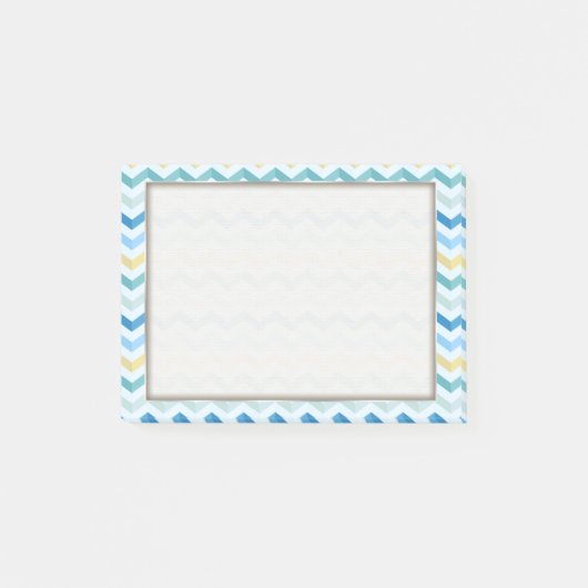 Zickzack Streifen mit Monogramm Post-it Klebezettel (Vorderseite)