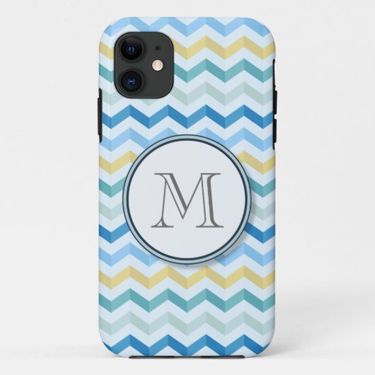 Zickzack Streifen mit rundem Monogramm Case-Mate iPhone Hülle (Rückseite)