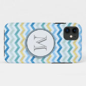 Zickzack Streifen mit rundem Monogramm Case-Mate iPhone Hülle (Rückseite (Horizontal))