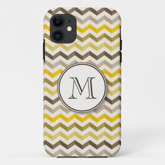 Zickzack Streifen mit rundem Monogramm Case-Mate iPhone Hülle (Rückseite)