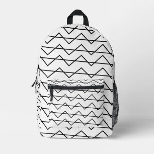 Zickzack Streifen Schwarz-Weiß-Geometrisches Muste Bedruckter Rucksack