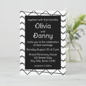 Zickzack Streifen Schwarz-Weiß-Hochzeit Einladung (Stehend Vorderseite)