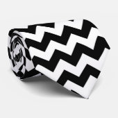 Zickzack Streifen Schwarz/Weiß Krawatte (Gerollt)