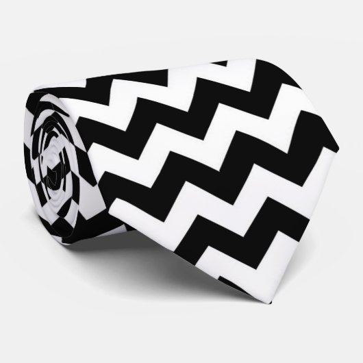 Zickzack Streifen Schwarz/Weiß Krawatte (Gerollt)