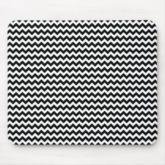 Zickzack Streifen Schwarz/Weiß Mousepad (Vorne)