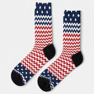 Zickzack Streifen und Dots Patriotic Socken