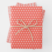 Zickzack Streifen  weiße Punkte Sommerkorallenrot Geschenkpapier Set (Beispiel)