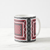 Zickzack Stripe Square Grau White Red Geometric Kaffeetasse (VorderseiteRechts)