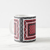 Zickzack Stripe Square Grau White Red Geometric Kaffeetasse (Vorderseite Links)
