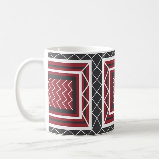 Zickzack Stripe Square Grau White Red Geometric Kaffeetasse (Links)