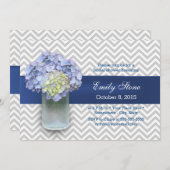 Zickzack Stripes Hydrangea Mason Jar Brautparty Einladung (Vorne/Hinten)