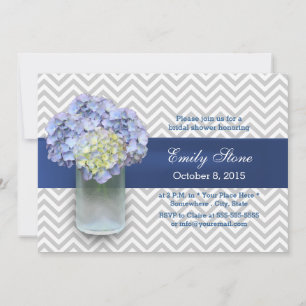 Zickzack Stripes Hydrangea Mason Jar Brautparty Einladung