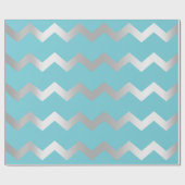 Zickzack Stripes Lines Ocean Blue Gray Silver Geschenkpapier (Flach)